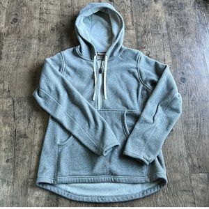 Duluth Trading Gray Fleece 1/2 Zip Hooded Sweatshirt with Front Kangaroo Pocket